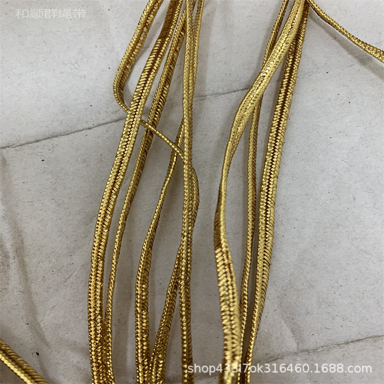 热销实芯0.5mm金色绳子 丝线编织轻体圆包芯绳 服装辅料吊牌挂绳