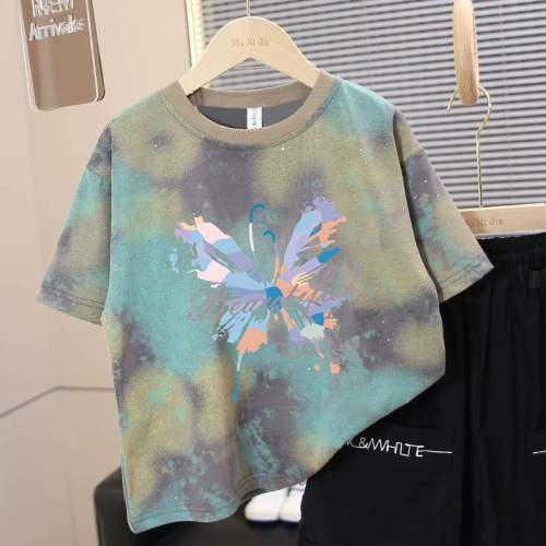 Boys' Summer Short-Sleeve T-Shirt 2025 Children's Summer Tie-Dye Short-Sleeve Top Baby Trendy Middle and Small Children Fashion 6