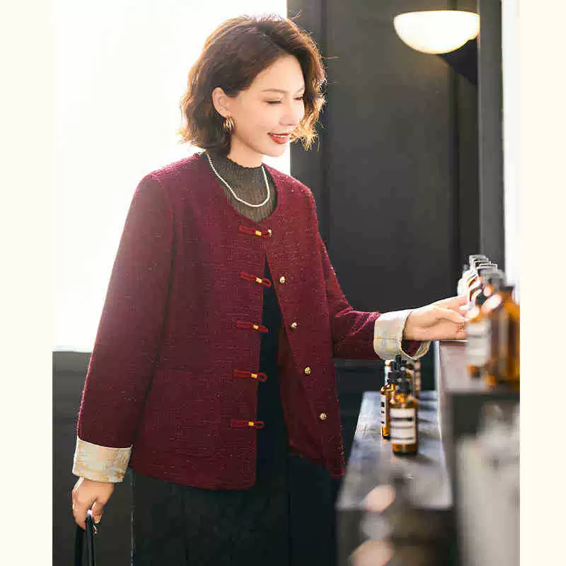 Мама средних лет весеннее платье Xiaoxiangfeng кардиган куртка 2025 новая иностранная женщина среднего и пожилого возраста весенний и осенний национальный стиль топ