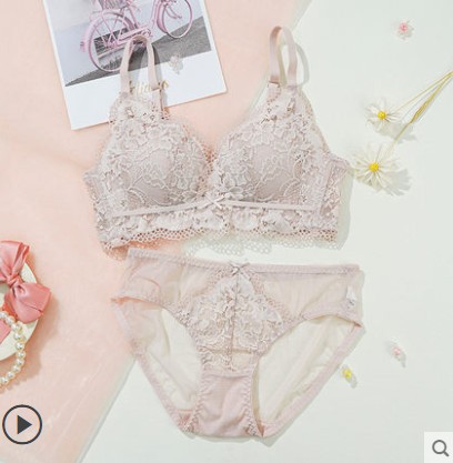 2102 ropa interior de las mujeres pequeño pecho grande push up puro deseo no anillo de acero colección de mama ropa interior de encaje lindo sujetador traje