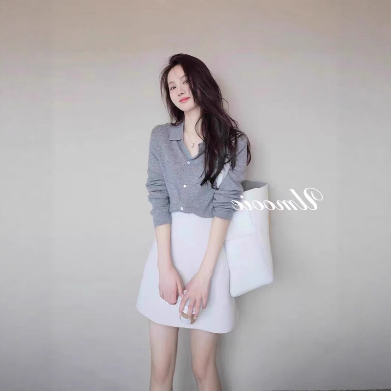 Manufacturer Wholesale 2025 Early Autumn New Long-Sleeved Small Lapel Knitted Cardigan V-Neck Thin T-Shirt Fashionable and Versatile Outer Wear