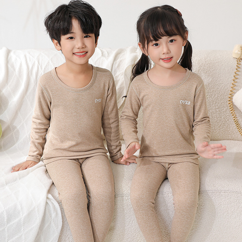 JX 남아용 잠옷 세트, 중소형 아동용 따뜻한 가을옷과 가을바지, 아동용 양모 실크 속옷, 여아용 겨울용 베이스 레이어