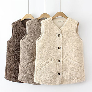 Plus size women's clothing 2023 Winter new style fat sister casual slimming thickened granular velvet vest waistcoat 3069