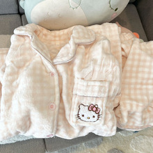 睡衣女秋冬季高颜值珊瑚绒绒加绒加厚可爱卡通可外穿家居服套装