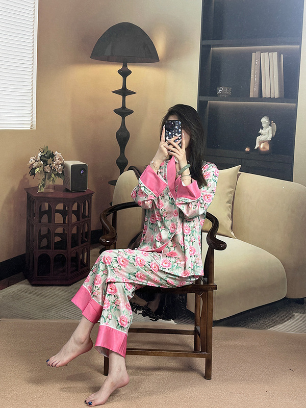 春夏粉色薄款休闲女睡衣套装舒适清凉气质居家服洋气两件套高级感|undefined