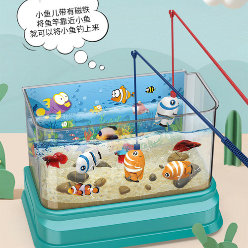 Baby simulation aquarium can raise real fish, fish tank, educational electric water circulation children's magnetic fishing toy