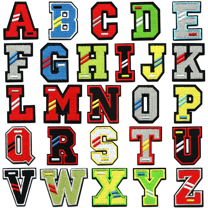 [Переведено] Alphabet Embroidery Patches (Yongxin) 26-Letter Set, Iron-on Fabric Letters, Multi-Color Options