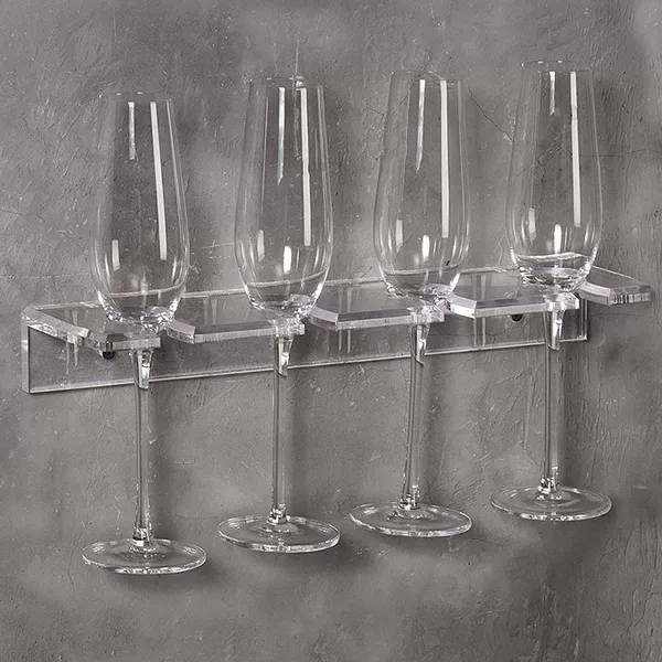 Huizhou Made Transparent Acrylic Wall Mounted Goblet Kitchen Storage Rack Store Product Display Rack