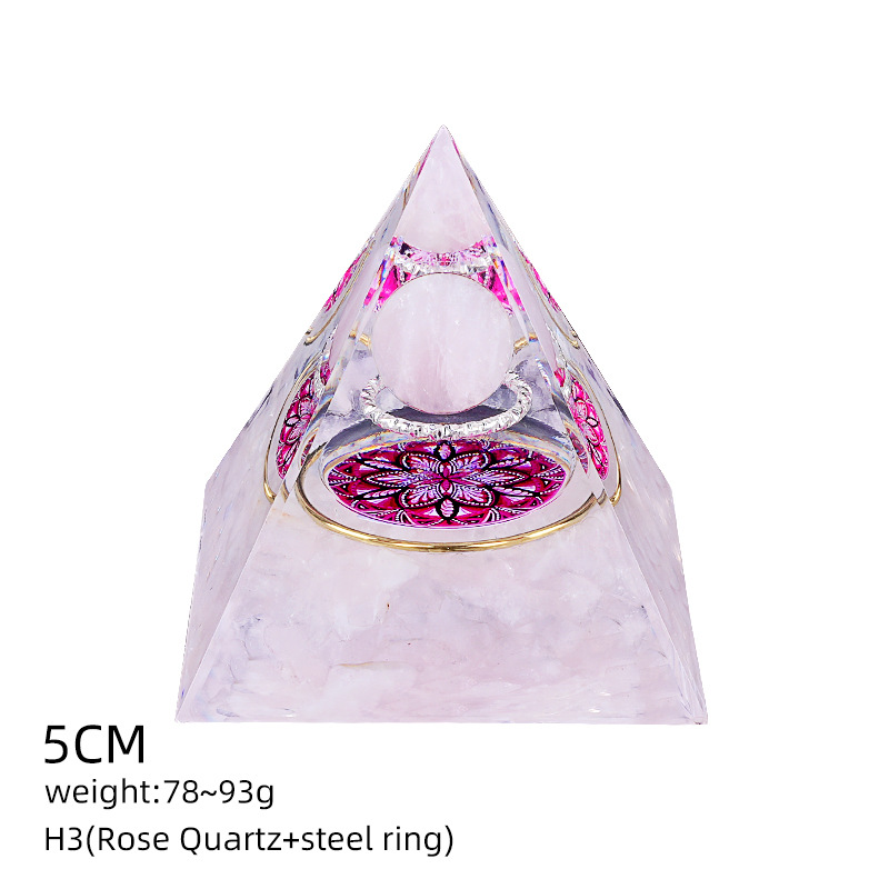 H3粉水晶+悬浮圈（5cm金字塔）