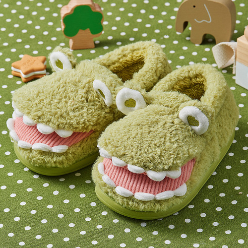 Children's cotton slippers autumn and winter new cartoon baby home non-slip creative dinosaur bag with furry slippers for men and women