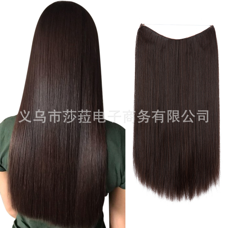 速卖通热卖一片式无痕接发假发片欧美热卖卡子发渔线发帘假发女|undefined