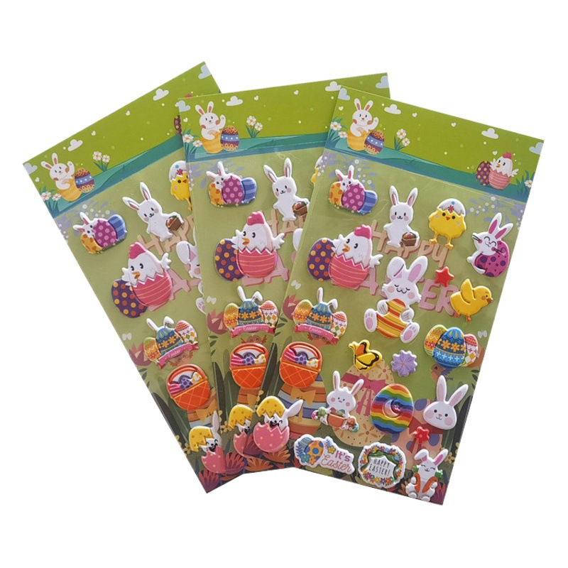 Huevo de Pascua pegatinas conejo fiesta niños dibujos animados 3D transfronterizo nueva burbuja pegatinas al por mayor