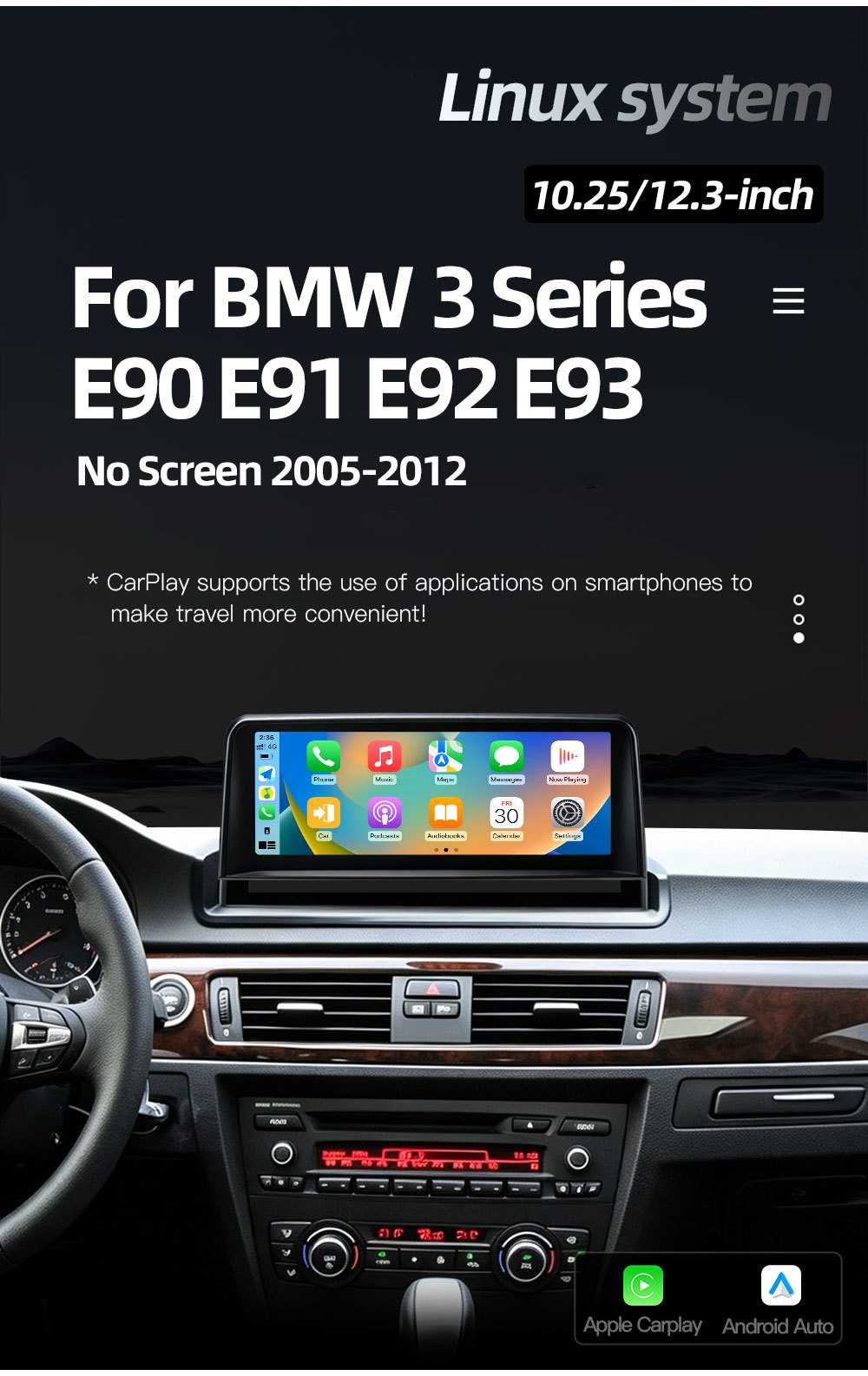 Suitable for Bmw 3 Series E90 E91 E92 E93 Car Central Control Large Screen Navigation Carplay All-In-One Machine