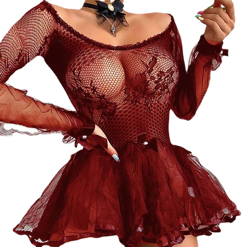 Transfronteriza sexy malla ver-a través pettiskirt ropa interior pijamas de las mujeres puro deseo ropa traje ropa uniforme 376