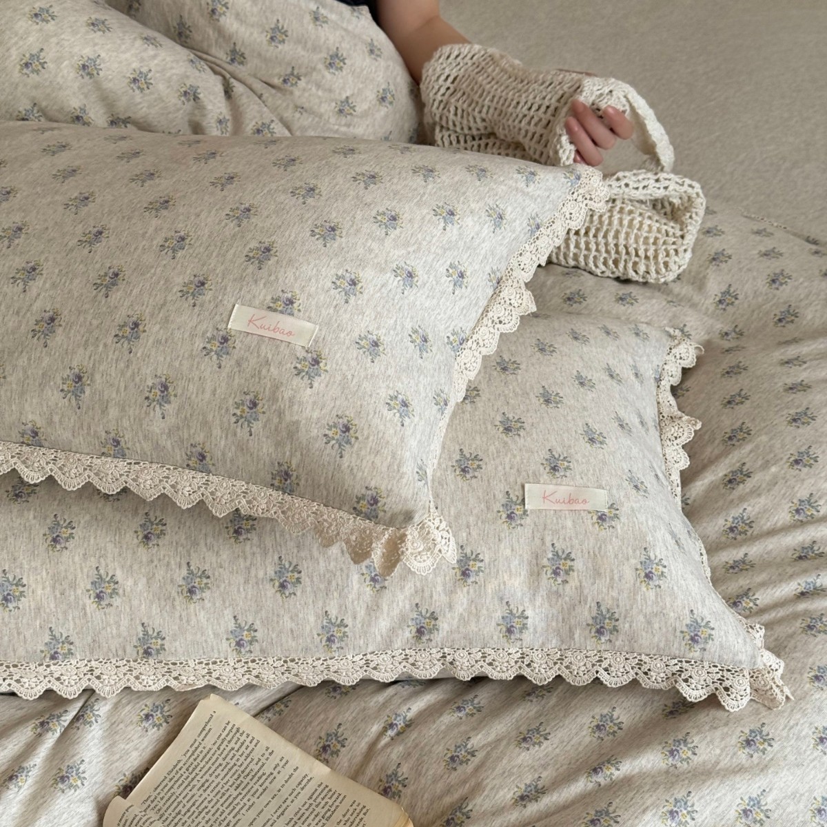 Nordisch-französischer Vintage-Boho-Stil, frischer, schlichter, aus reiner Baumwolle gefertigter A-Qualität-Strick-Bettbezug, weich und hautfreundlich für ein angenehmes Schlafen ohne Kleidung._voghion.com