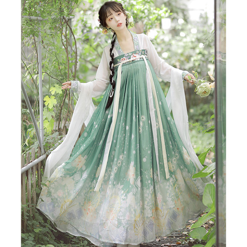 Chinese Hanfu Green blue fairy dress for women Tang Han Ming Qing dynasty traditional folk costumes for female film cosplay princess empress cosplay clothes