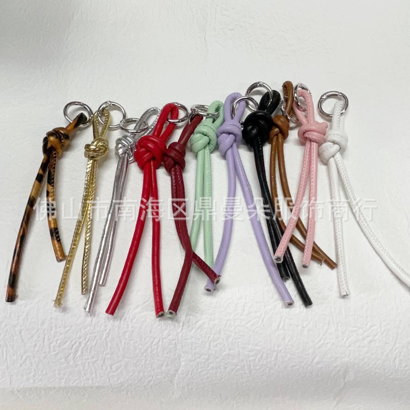 New Ins Leather Short Rope Bag Hanging Colorful Pendant Leather Rope Keychain Lanyard Mobile Phone Case Fashionable Bag Hanging Ornaments