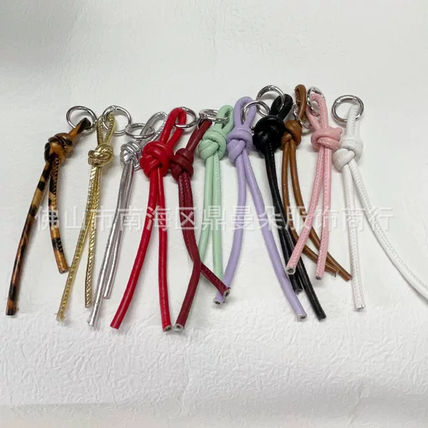 New Ins Leather Short Rope Bag Hanging Colorful Pendant Leather Rope Keychain Lanyard Mobile Phone Case Fashionable Bag Hanging Ornaments