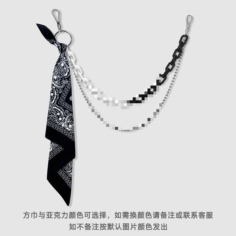 ヒップホップパンツチェーンアクセサリーインハイストリートアクセサリー蛍光樹脂パンツチェーンスクエアスカーフメンズメタルウエストチェーン女性ウエスト卸売|undefined