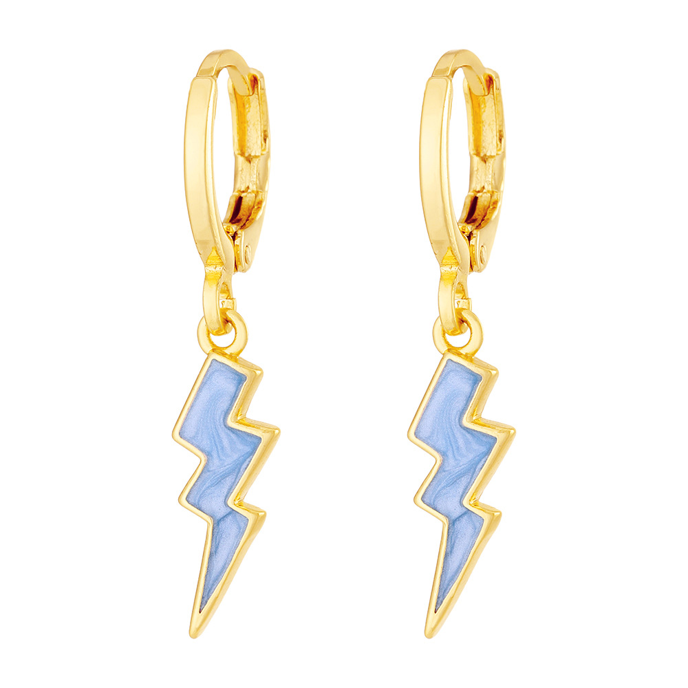 Simple Style Lightning Copper Enamel Drop Earrings 1 Pair display picture 4