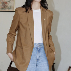 南油卸売りヨーロッパ駅秋冬小蜂vネック一粒ファッション修身ウール天糸スーツコート女性