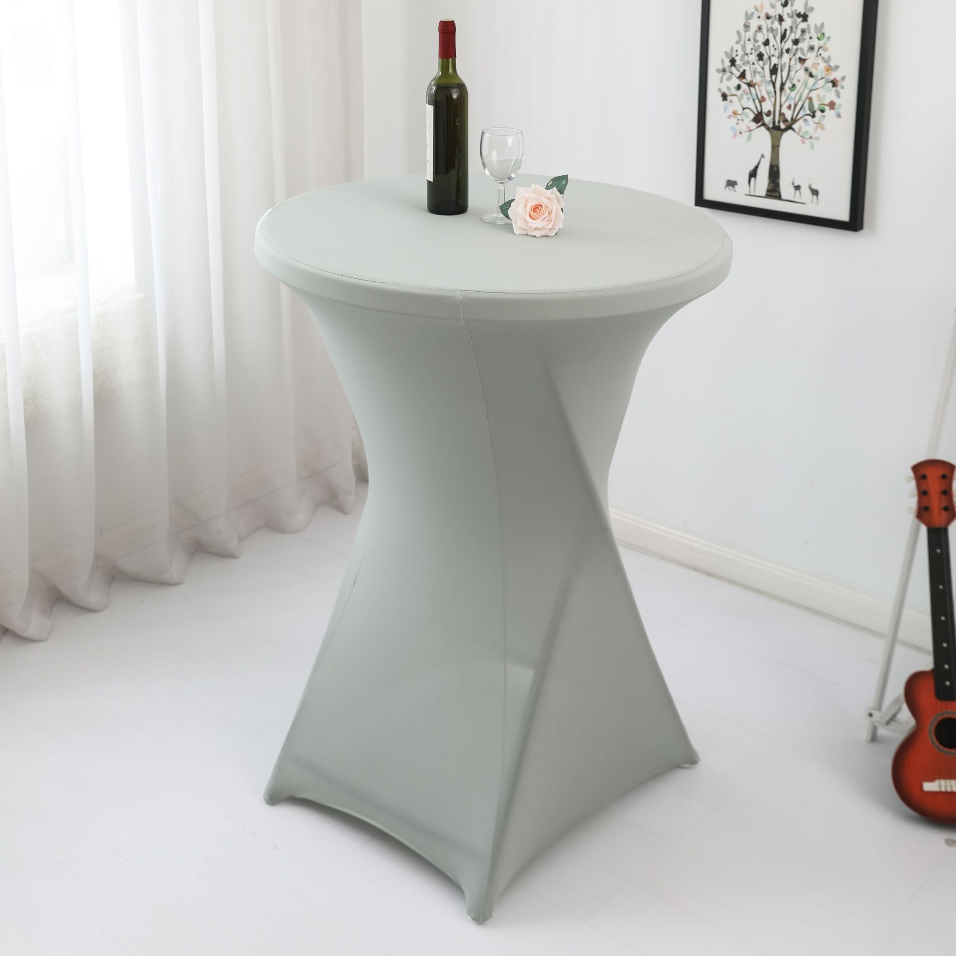 Amazon sólido barra mesa de comedor cubierta de mesa de banquete cóctel cubierta de mesa redonda tela de mesa elástica tabla de pies altos