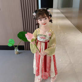 小女孩中国风国风改良童装秋季新款汉服中国风唐装襦裙连衣裙批发