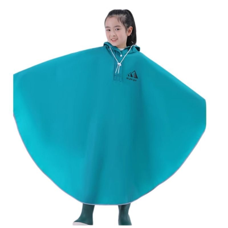 Double-Brimmed Kidsren's Raincoat with School Bag, Thickeneded Cloak-Style Rainproof Long Poncho for Boys and Girls, Primary and Secondary School Students