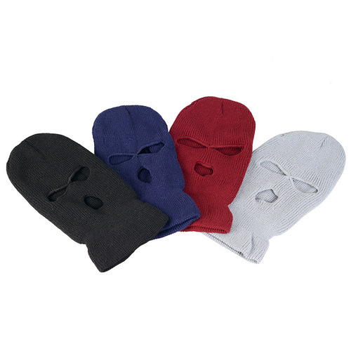 Winter Warm Headband Hat Three Holes Knitted Beanie Windproof and Cold-Resistant Thickened Face Mask Full-Face Hat Amazon 