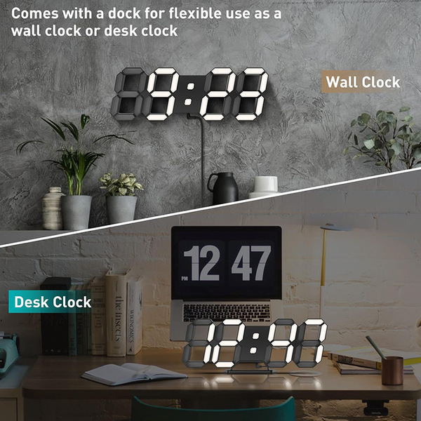 LED clock lamp 3D stereo digital creative intelligent photosensitive ...