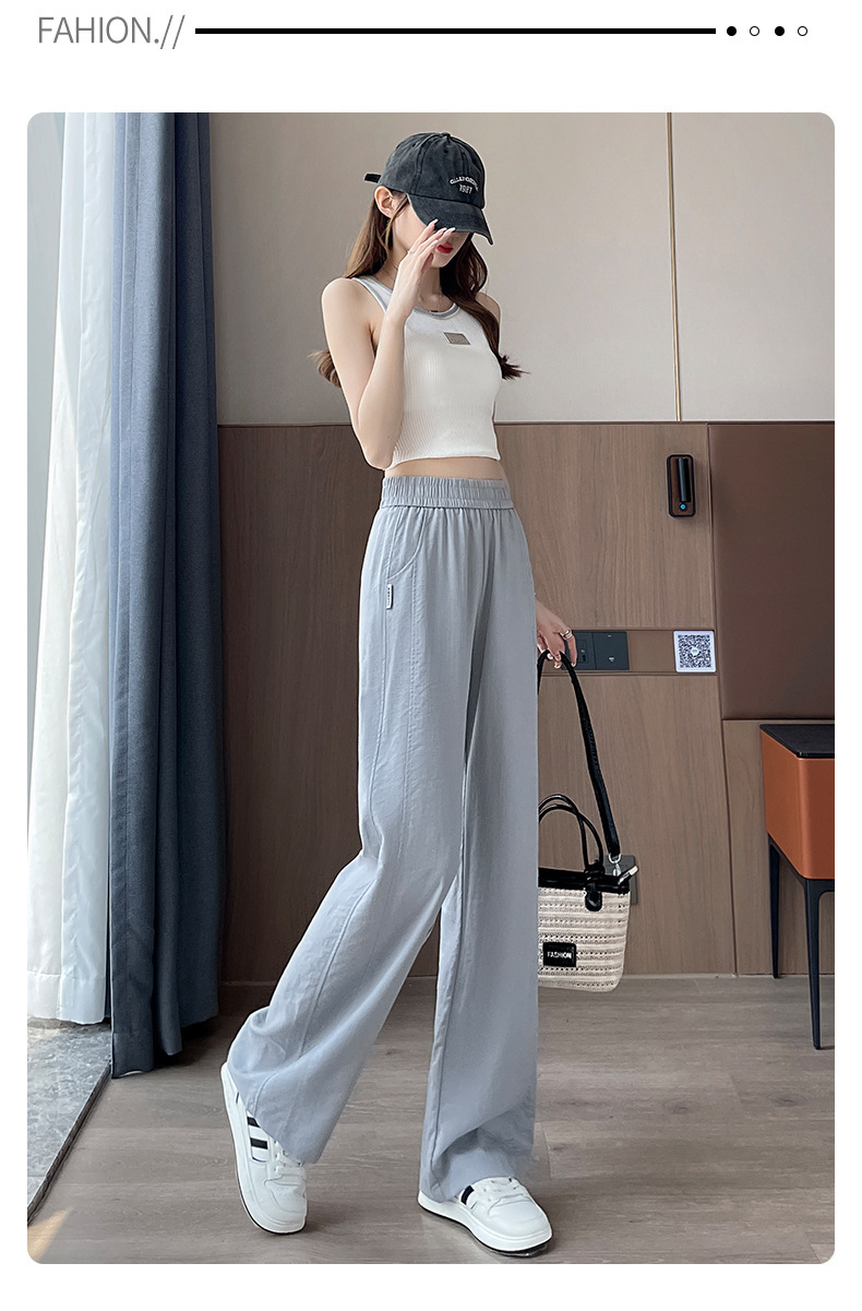 Quần culottes nữ ống rộng cạp cao chất liệu mềm mỏng mùa hè — màu xanh nhạt chi tiết 13