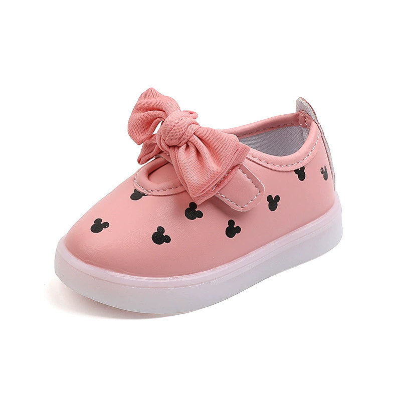 Sneakers with bow, shoes for leisure for princess, 2021 collection, Korean style, wholesale