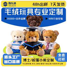 小熊公仔玩偶毛绒小挂件学校吉祥物娃娃印logo泰迪熊毛绒玩具定制