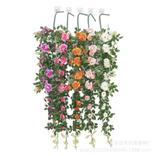 新款仿真蔷薇花玫瑰 绢花墙面挂花装饰客厅婚庆花人造塑料花批发