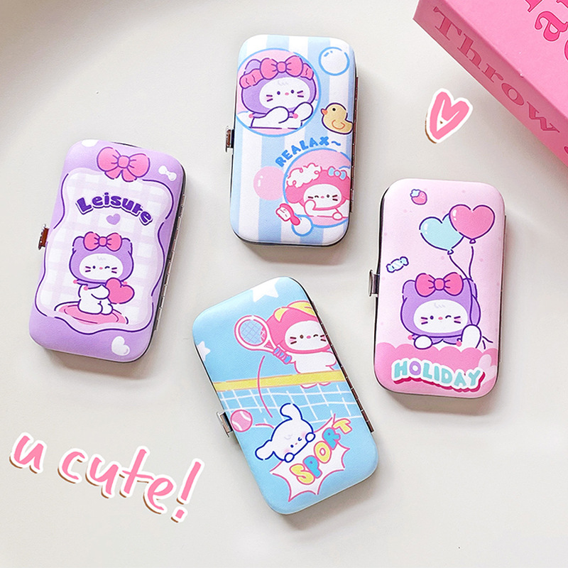 Kapibala Nail Clipper Seven-piece Manicure Tool Set Student Girl Heart PUMetal Manicure Set