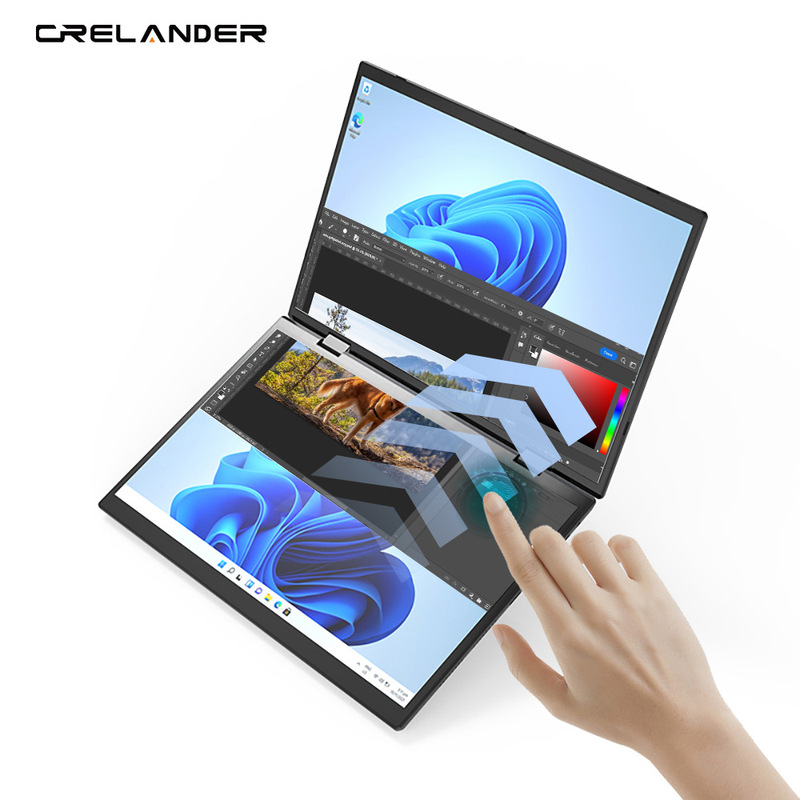 Crelander Yg14D Dual-Screen Laptop 14+ 14inch N100 360 Degree Rotation