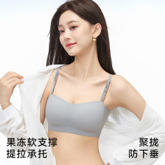 粉底液内衣女小胸聚拢薄款无钢圈上托果冻软支撑调整型固定杯文胸