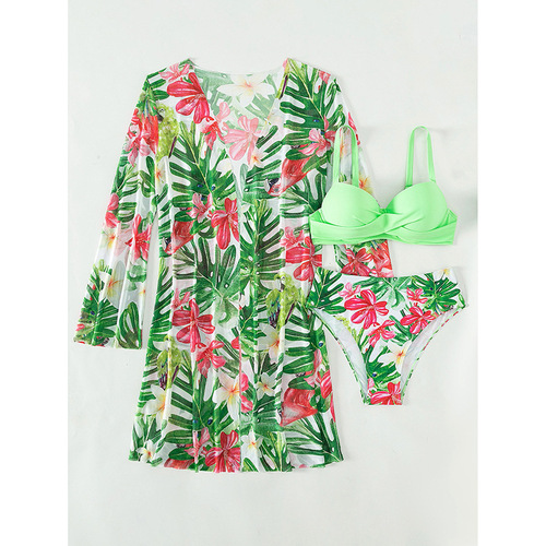 European and American new split three-piece swimsuit feminine cross-border beach cover-up bikini foreign trade bikini
