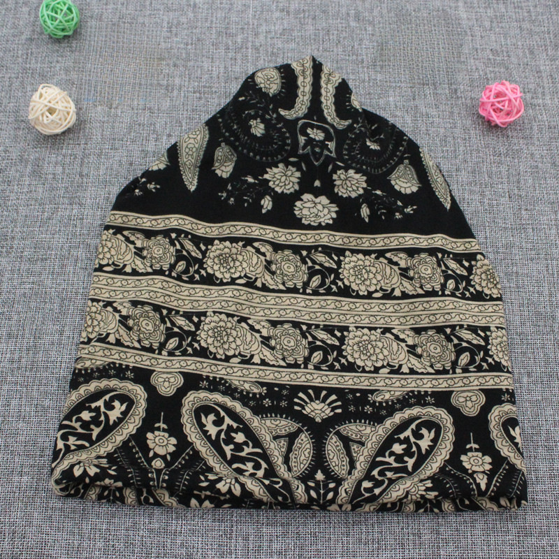 Pullovermütze im ethnischen Stil, Serie im europäischen und amerikanischen Stil, koreanischer Stil, Wickelmütze mit Cashew-Blumen, Mütze für Schwangere, Stapelmütze, Schal mit doppeltem Verwendungszweck_voghion.com