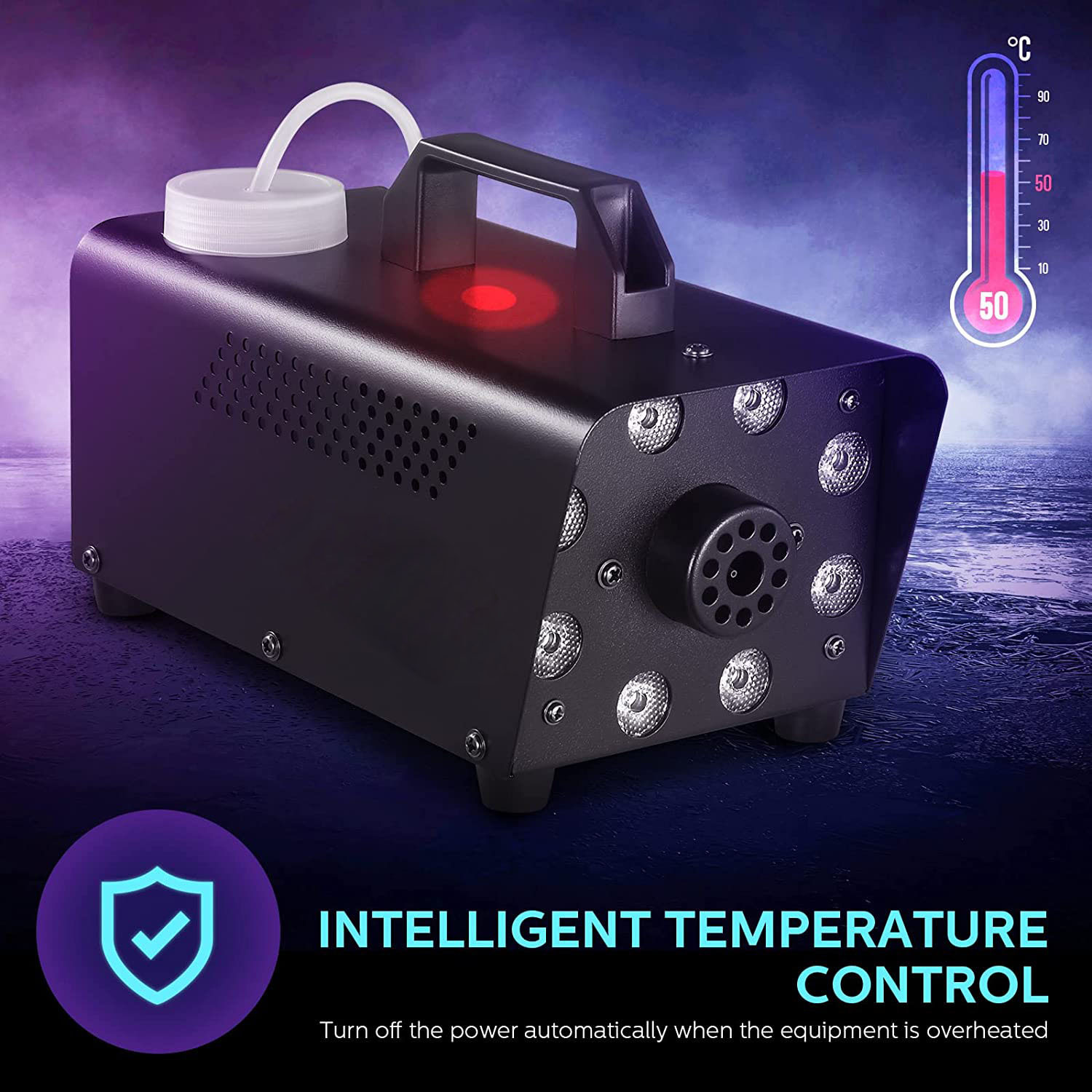 Nuevo ocho luces led500w máquina de humo color ajustable máquina de humo de Halloween habitación bar máquina de humo iluminación de la etapa