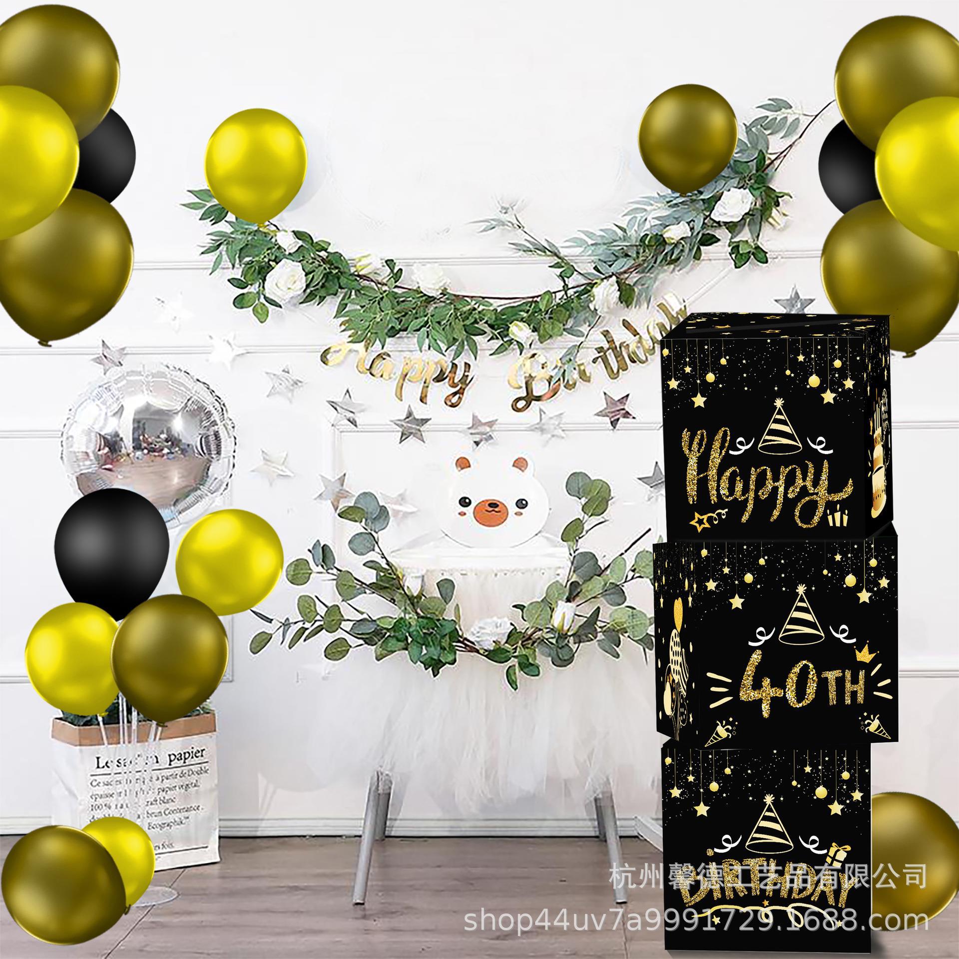 BX006外贸 Happy birthday40TH四十岁生日派对贺卡收集箱装饰礼盒