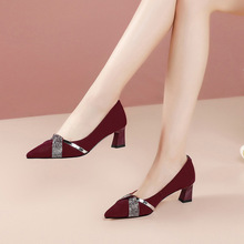 外贸高跟尖头气质女舒适高跟鞋 牛筋一脚蹬通勤风厂家批发高跟鞋