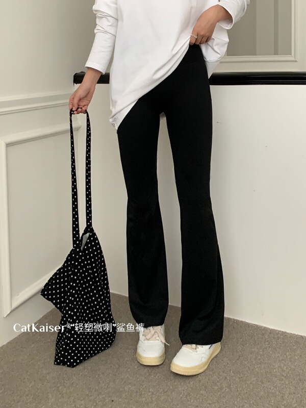 CatKaiser轻塑微喇鲨鱼裤女秋款修身显瘦高运动瑜伽可外穿打底裤|undefined