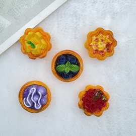 卡通食玩仿真千层酥花边蛋挞草莓派树脂配件 diy奶油胶包包手机链