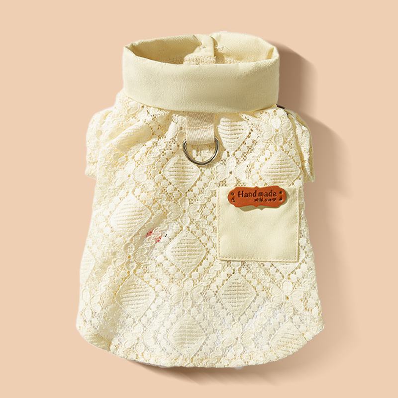 Primavera y verano perros de encaje bolsillo camisa cuello Teddy Bear chaleco pequeño perro gato delgado ropa de perro
