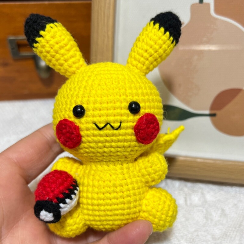 Creative hand-woven pendant cartoon wool crocheted doll pendant finished elf Pikachu hand-made bag hanging