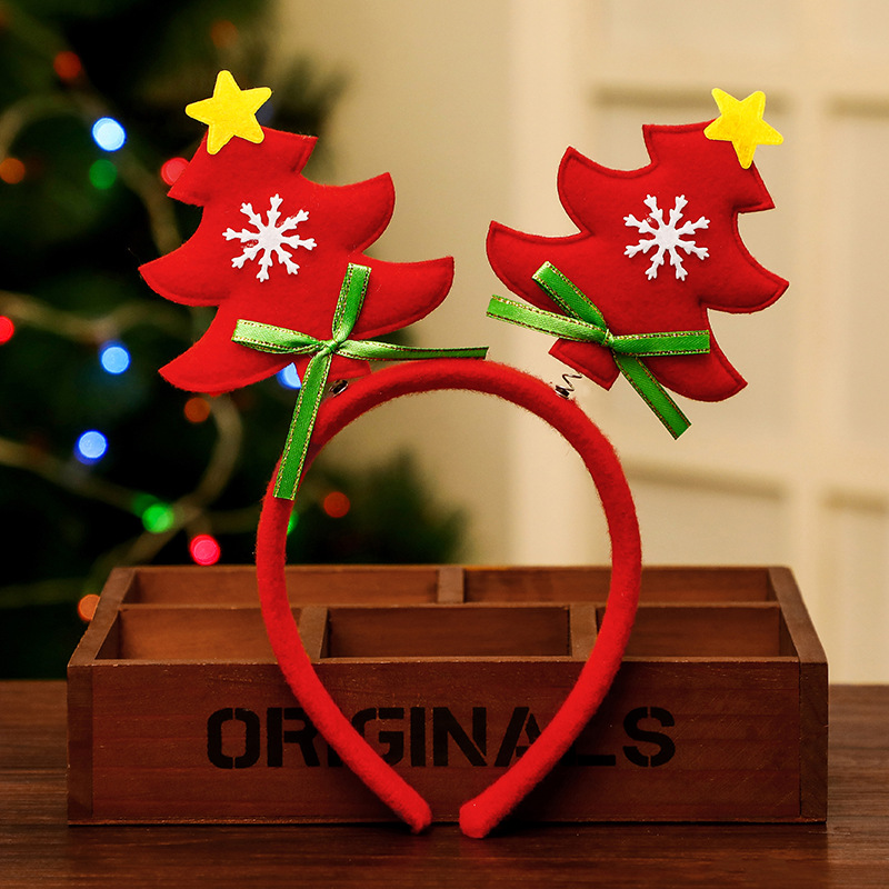 Christmas headband Christmas tree shape adult children red headband holiday performance dress up Christmas decorations