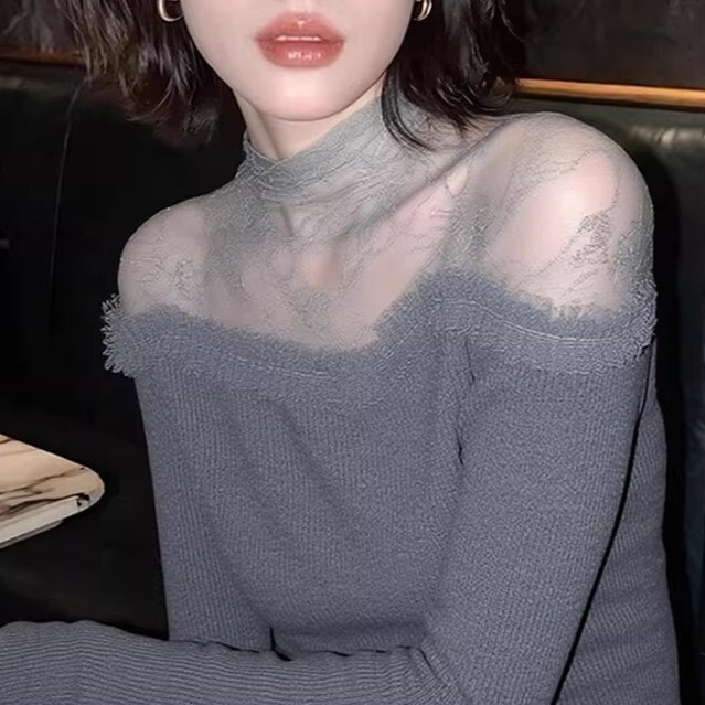 2025 Winter High-End, Super Stylish, Unique Design, Niche, Non-Crowded, Distinctive Gray Lace Knit Sweater for Women 2025 Winter High-End, Super Stylish, Unique Design, Niche, Non-Crowded, Distinctive Gray Lace Knit Sweater for Women
