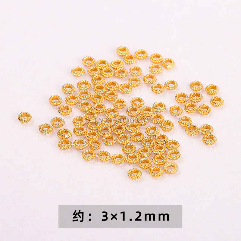 Beads, 24 carat white gold
