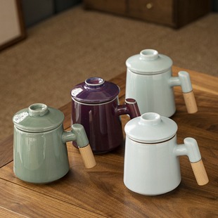 Five Major Kiln Office Cups Souvenir Tea Water Separation Kung Fu Tea Cup Crackle High-End Office Meeting Water Cup